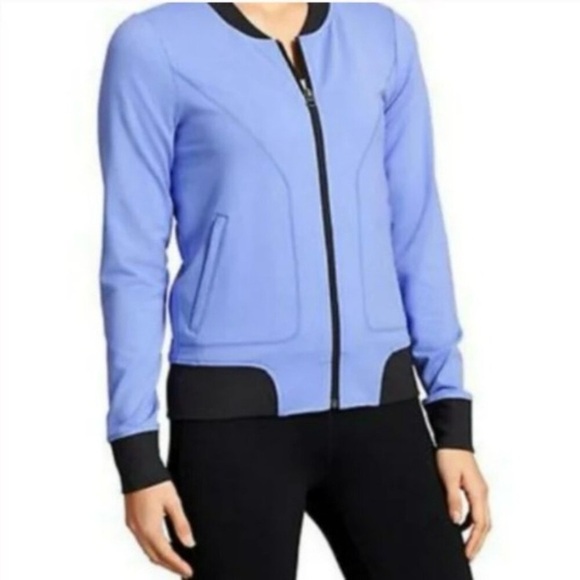 Athleta Bombastic Bomber Jacket Purple Periwinkle Full Zipper Pockets - Picture 1 of 9